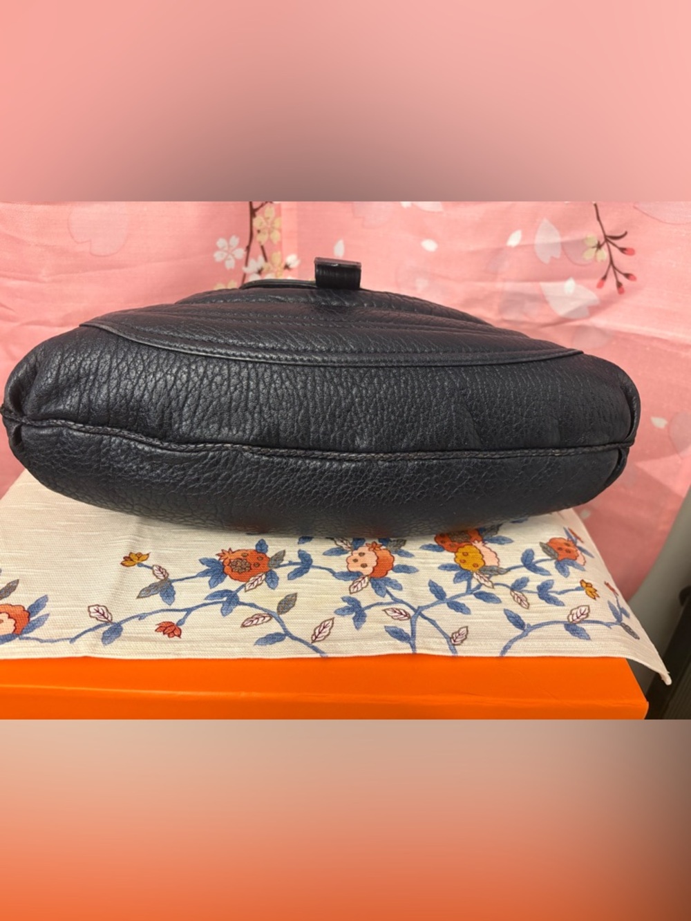 Fendi Spy Hobo Nappa Leather Blueberry Bag Purse Dark Blue - Picture 12 of 14